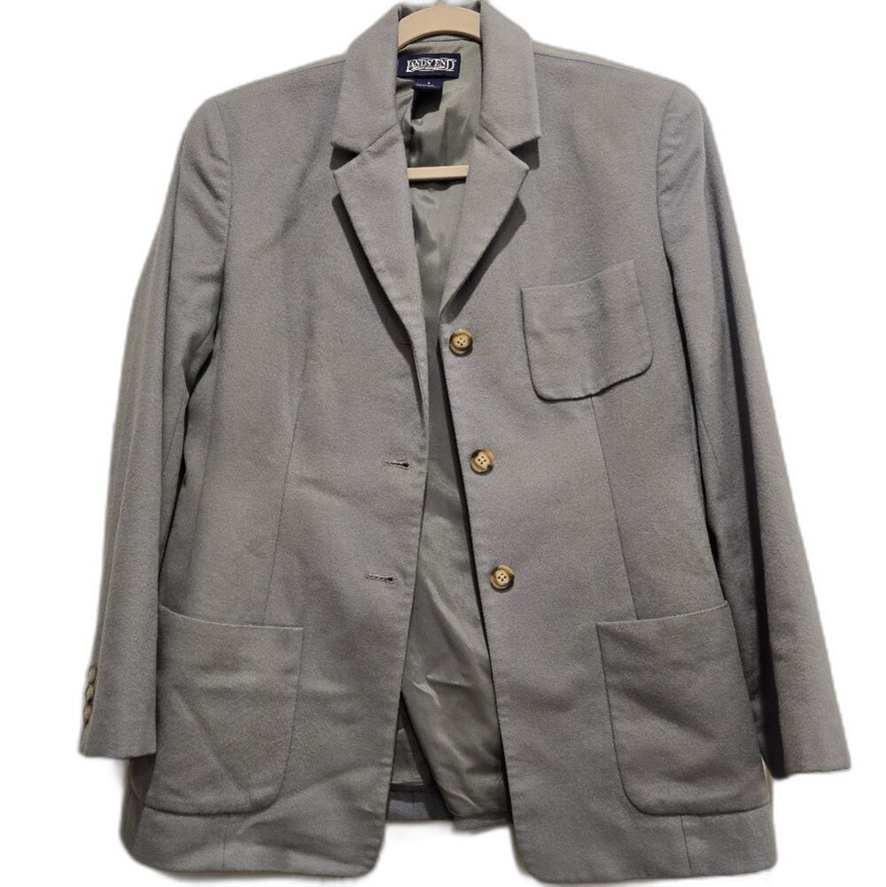 Women's Land's End Cashmere Wool Mid Gray Blazer, Size 6P